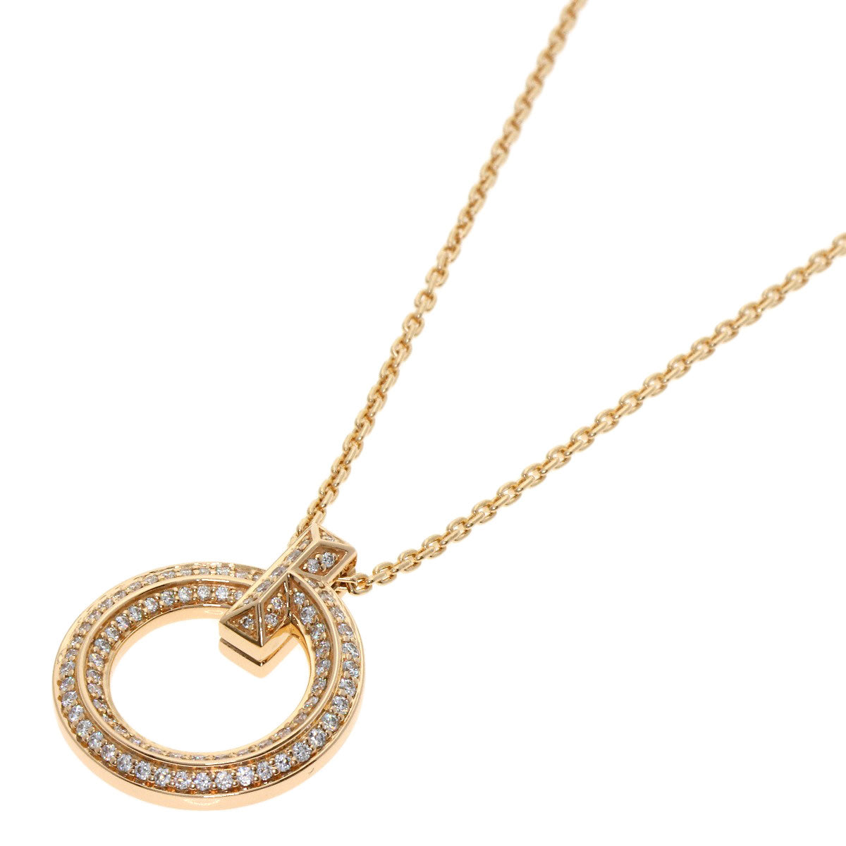 TIFFANY&Co. T One Narrow Circle Pave Diamond Necklace K18 Pink Gold Ladies [Used]