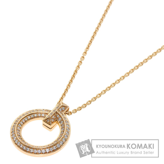 TIFFANY&Co. T One Narrow Circle Pave Diamond Necklace K18 Pink Gold Ladies [Used]
