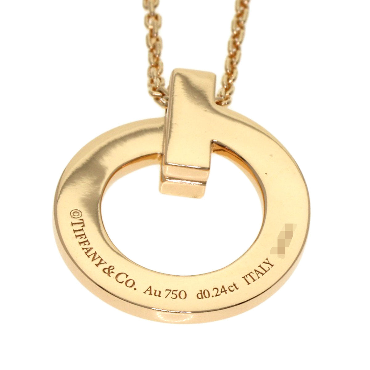 TIFFANY&Co. T One Narrow Circle Pave Diamond Necklace K18 Pink Gold Ladies [Used]
