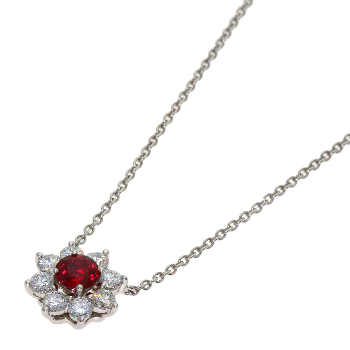 HARRY WINSTON Sunflower Ruby Diamond Necklace Platinum PT950 Ladies [Used]