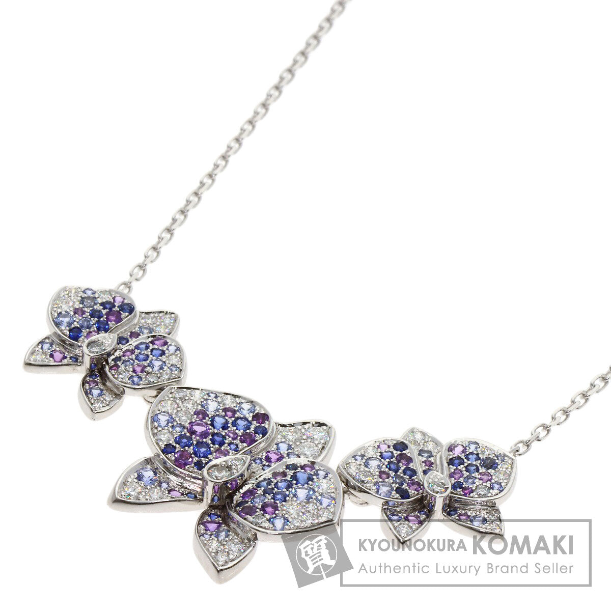 CARTIER Cares Dolkide Pal Diamond Sapphire Amethyst Necklace K18 White Gold Ladies [Used]