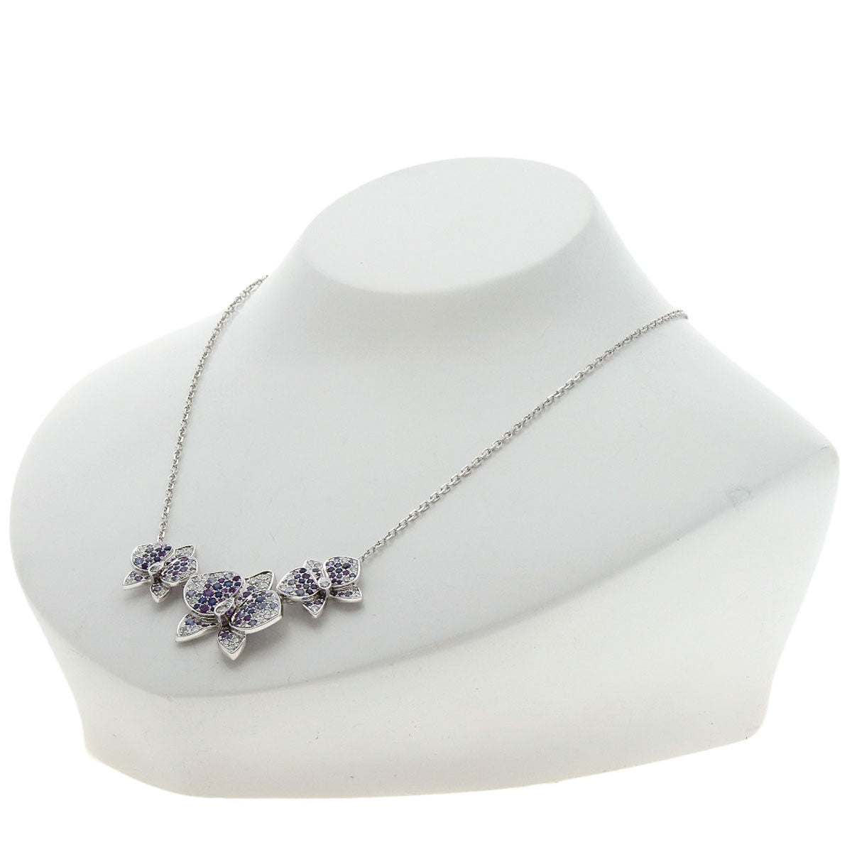 CARTIER Cares Dolkide Pal Diamond Sapphire Amethyst Necklace K18 White Gold Ladies [Used]
