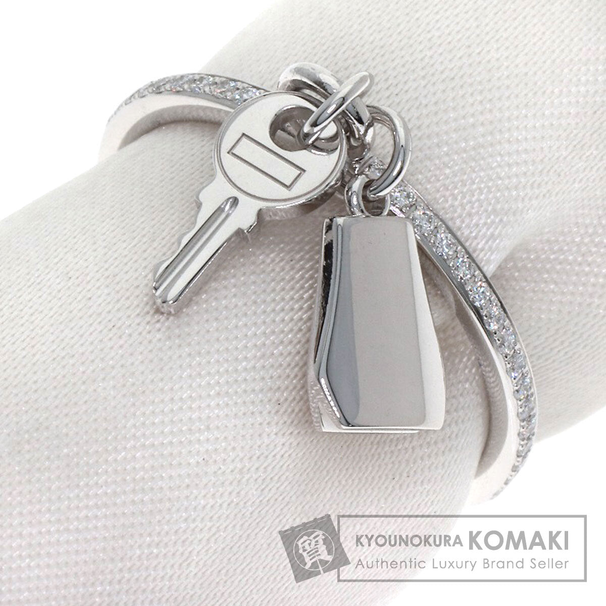 HERMES Kelly Clochette PM Diamond #53 Ring K18 White Gold Ladies [Used]