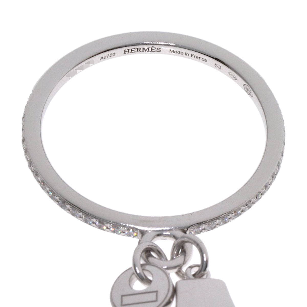 HERMES Kelly Clochette PM Diamond #53 Ring K18 White Gold Ladies [Used]