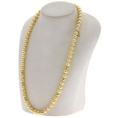 MIKIMOTO Golden Pearl Pearl Necklace K18 Yellow Gold Ladies [Used]