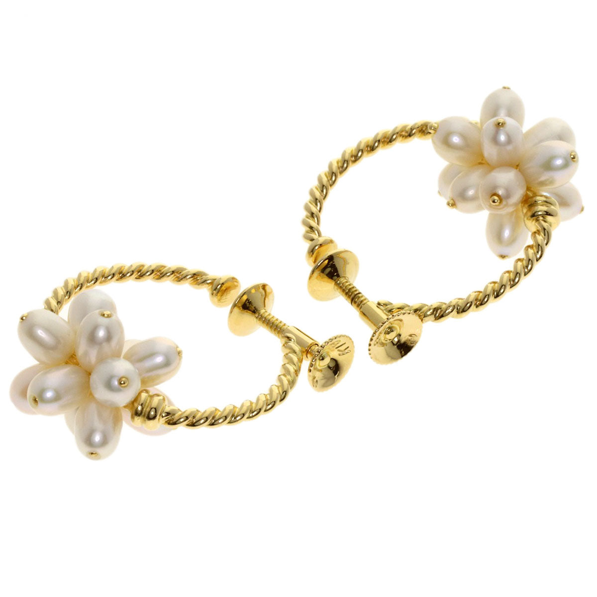 TASAKI Pearl Pearl hoops Earring K18 Yellow Gold Ladies [Used]