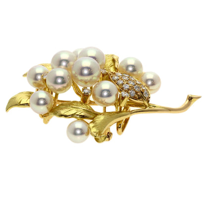 TASAKI Pearl Pearl Diamond Obidome 2WAY Brooch K18 Yellow Gold Ladies [Used]