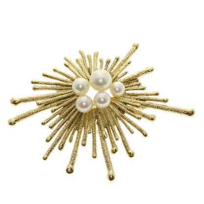 MIKIMOTO Pearl Pearl Brooch K14 Yellow Gold Ladies [Used]
