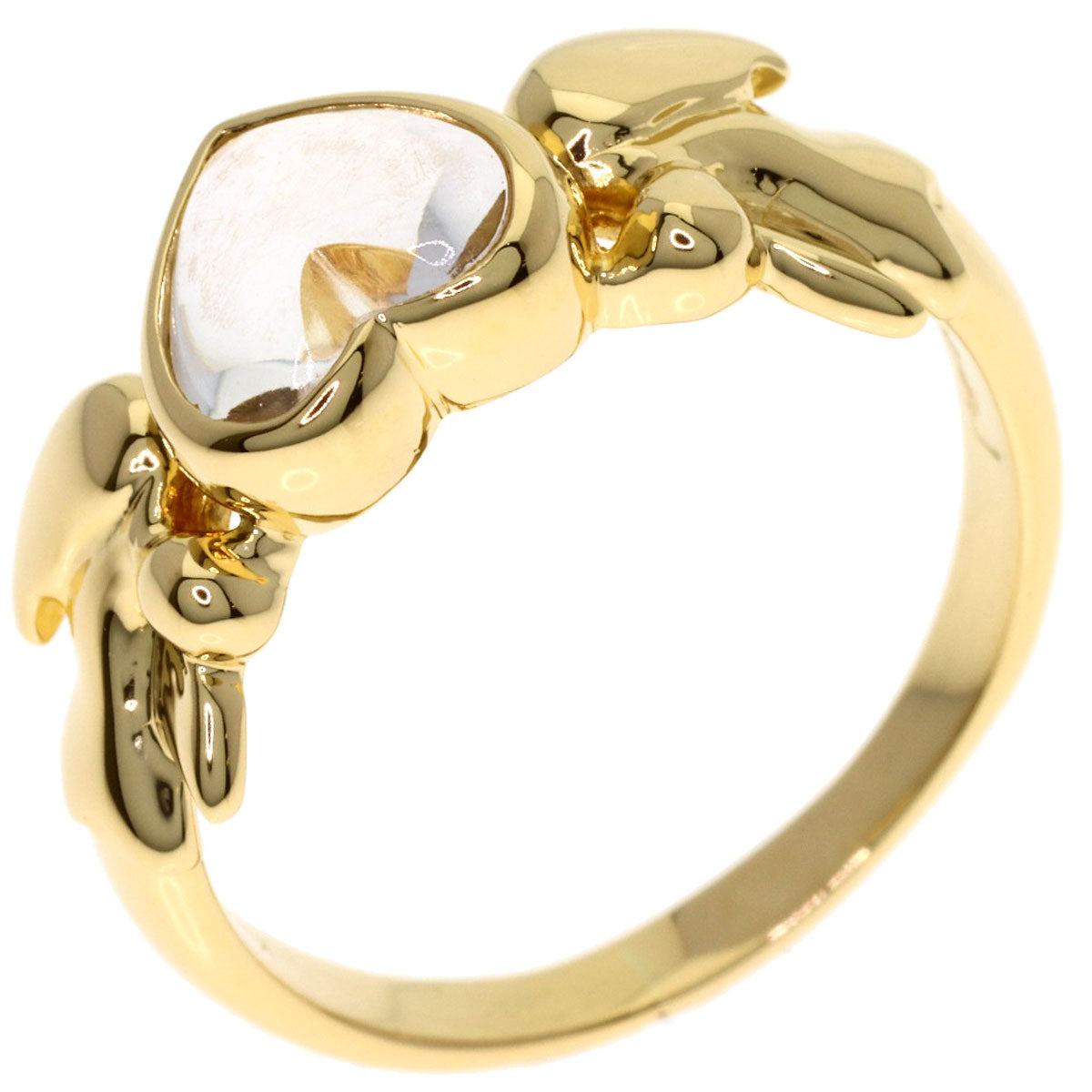 YVES SAINT LAURENT Heart color stone Ring K18 Yellow Gold Ladies [Used]