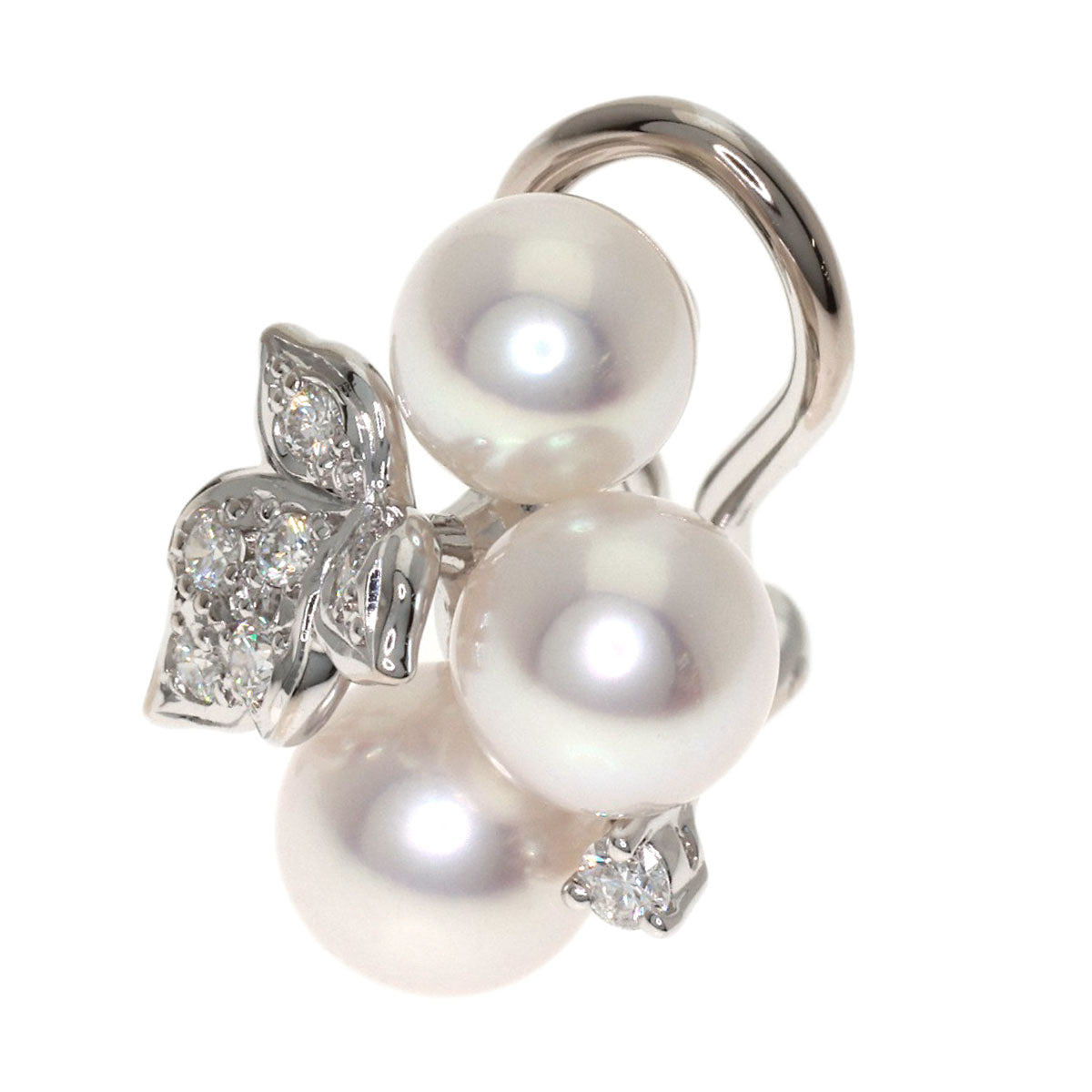 MIKIMOTO Pearl Pearl Diamond One piece only Earring K18 White Gold Ladies [Used]