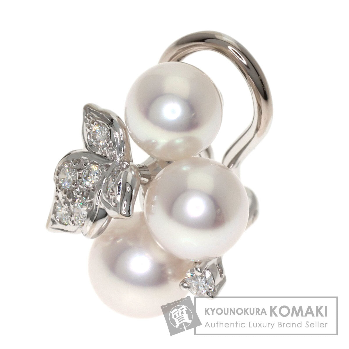MIKIMOTO Pearl Pearl Diamond One piece only Earring K18 White Gold Ladies [Used]