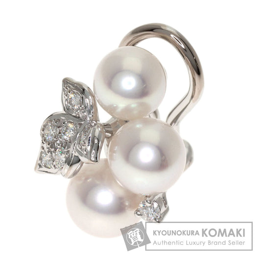 MIKIMOTO Pearl Pearl Diamond One piece only Earring K18 White Gold Ladies [Used]