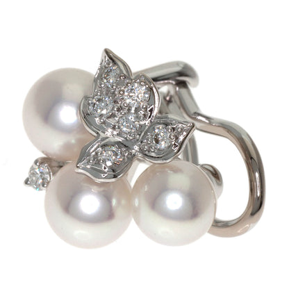 MIKIMOTO Pearl Pearl Diamond One piece only Earring K18 White Gold Ladies [Used]