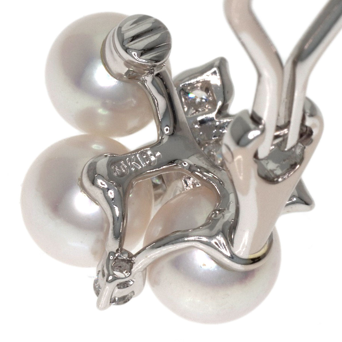 MIKIMOTO Pearl Pearl Diamond One piece only Earring K18 White Gold Ladies [Used]