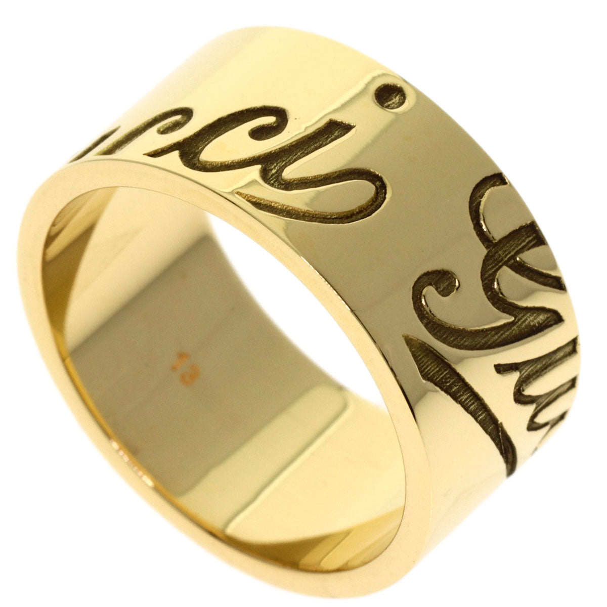 GUCCI Icon Print #13 Ring K18 Yellow Gold Ladies [Used]