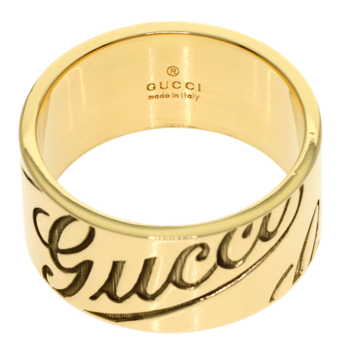 GUCCI Icon Print #13 Ring K18 Yellow Gold Ladies [Used]