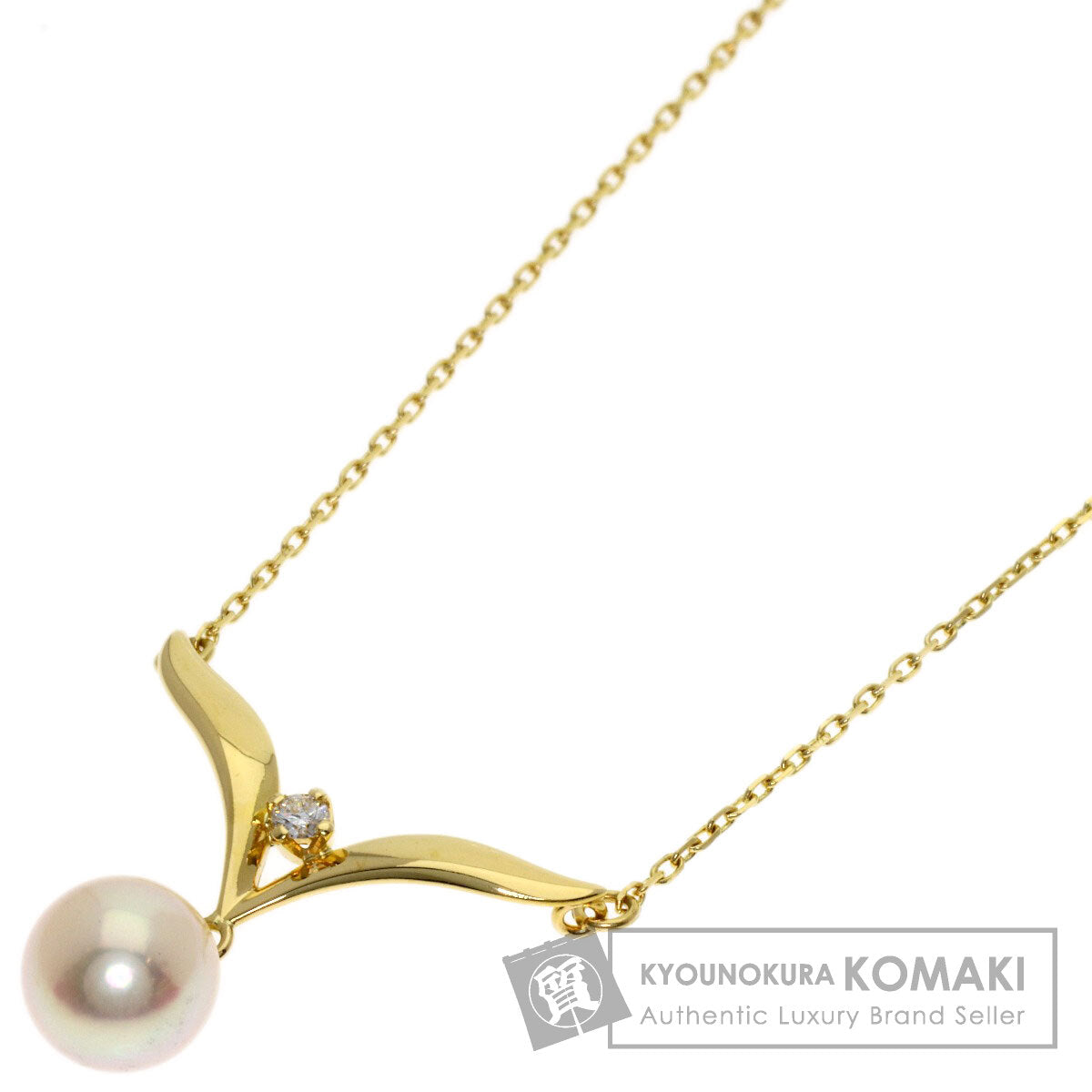MIKIMOTO Pearl Pearl Diamond Necklace K18 Yellow Gold Ladies [Used]