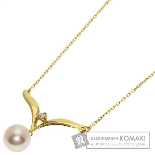 MIKIMOTO Pearl Pearl Diamond Necklace K18 Yellow Gold Ladies [Used]