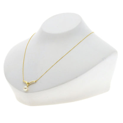 MIKIMOTO Pearl Pearl Diamond Necklace K18 Yellow Gold Ladies [Used]