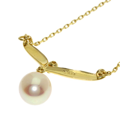 MIKIMOTO Pearl Pearl Diamond Necklace K18 Yellow Gold Ladies [Used]