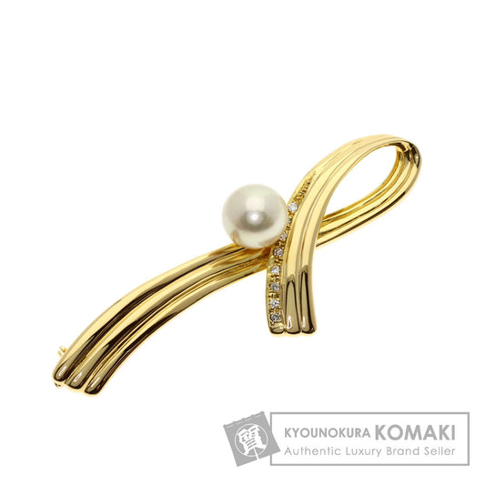 TASAKI Pearl Pearl Diamond Brooch K18 Yellow Gold Ladies [Used]