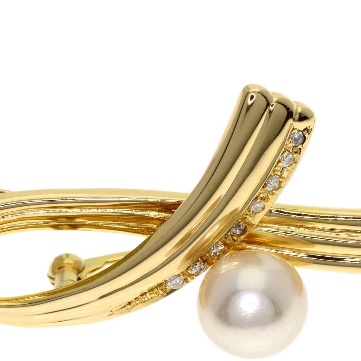TASAKI Pearl Pearl Diamond Brooch K18 Yellow Gold Ladies [Used]