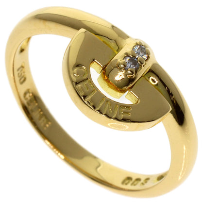CELINE Logo diamond Ring K18 Yellow Gold Ladies [Used]