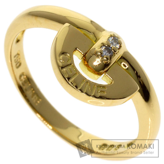 CELINE Logo diamond Ring K18 Yellow Gold Ladies [Used]