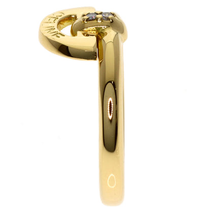 CELINE Logo diamond Ring K18 Yellow Gold Ladies [Used]