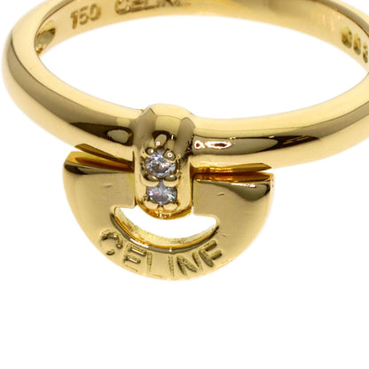 CELINE Logo diamond Ring K18 Yellow Gold Ladies [Used]