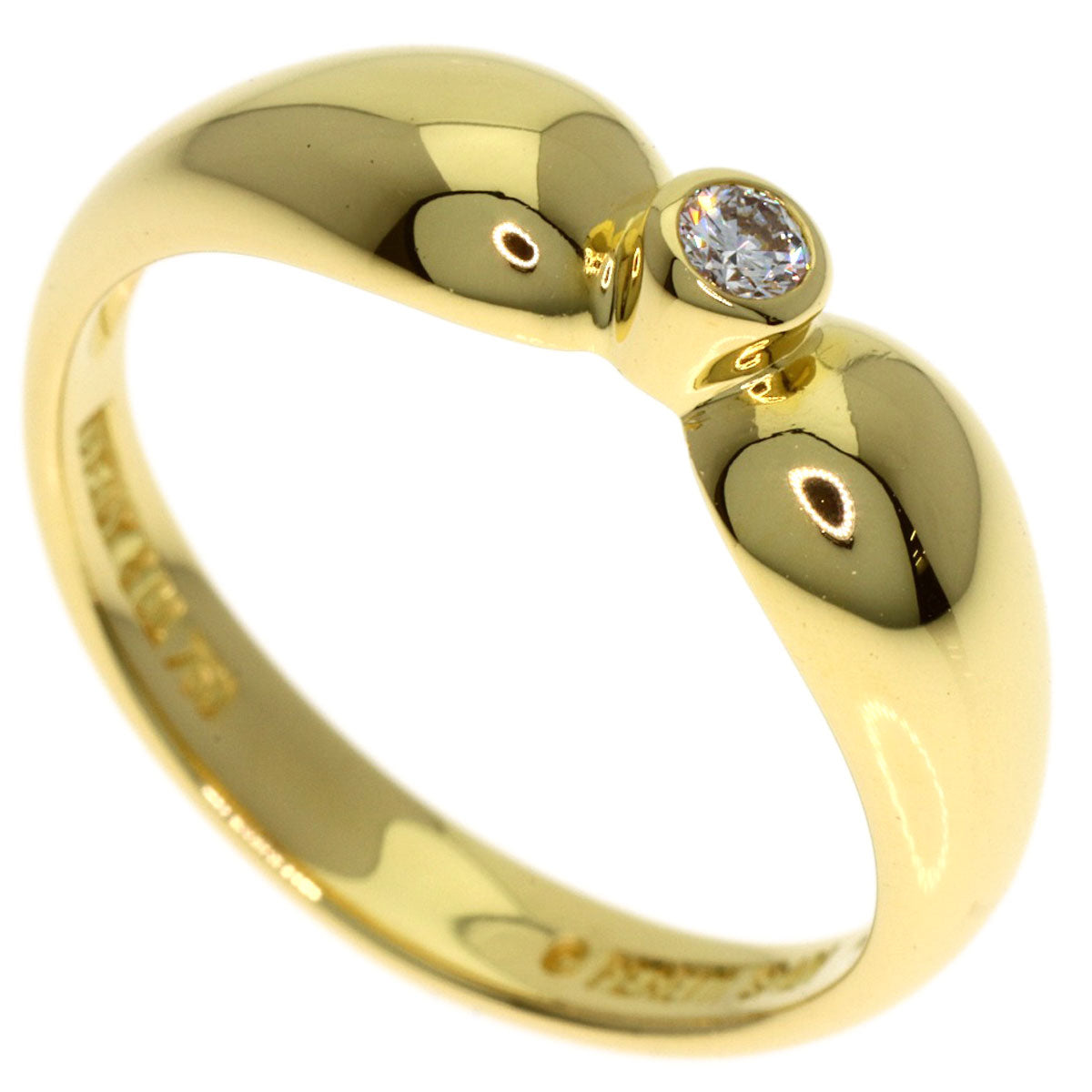 TIFFANY&Co. Double Teardrop 1P Diamond Ring K18 Yellow Gold Ladies [Used]