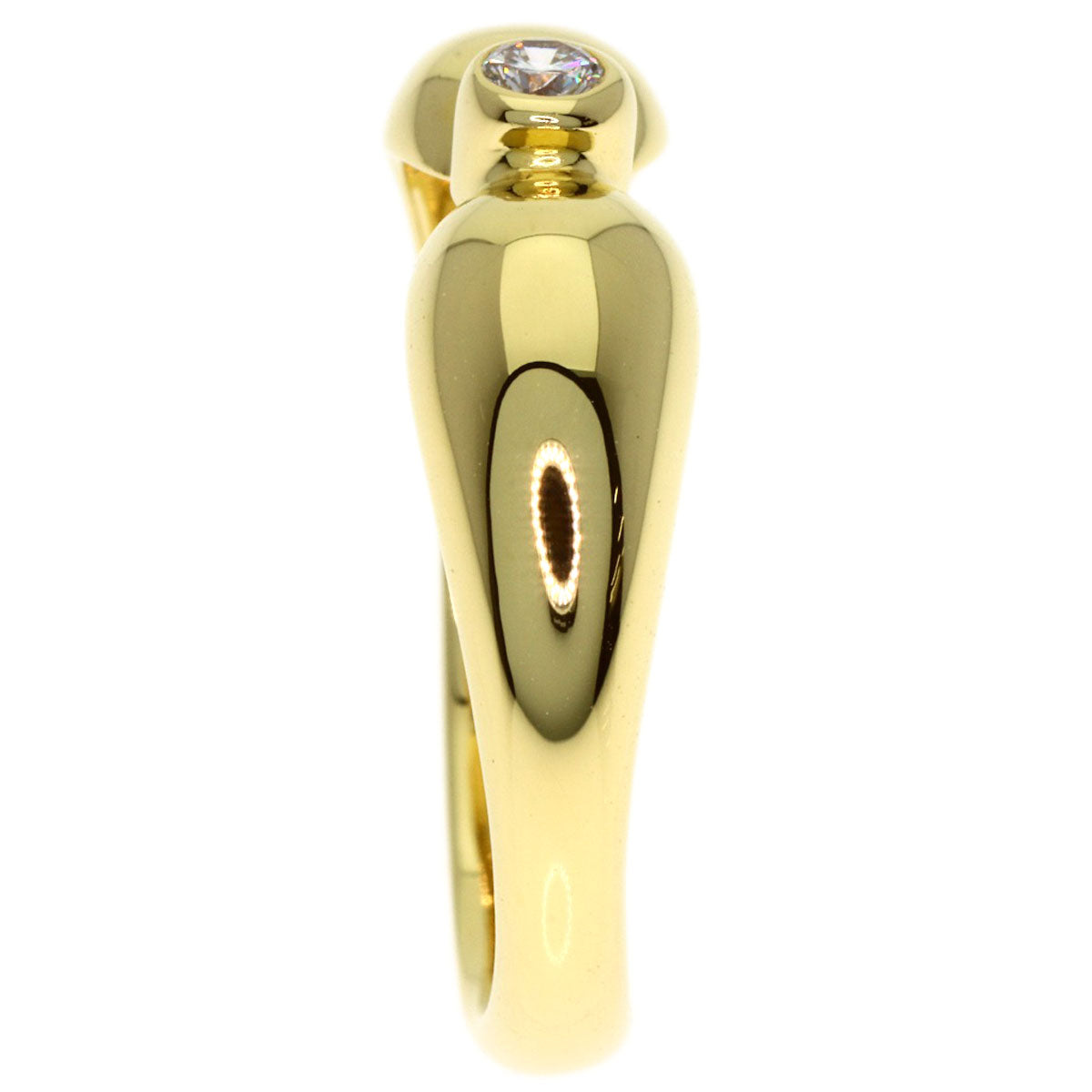 TIFFANY&Co. Double Teardrop 1P Diamond Ring K18 Yellow Gold Ladies [Used]