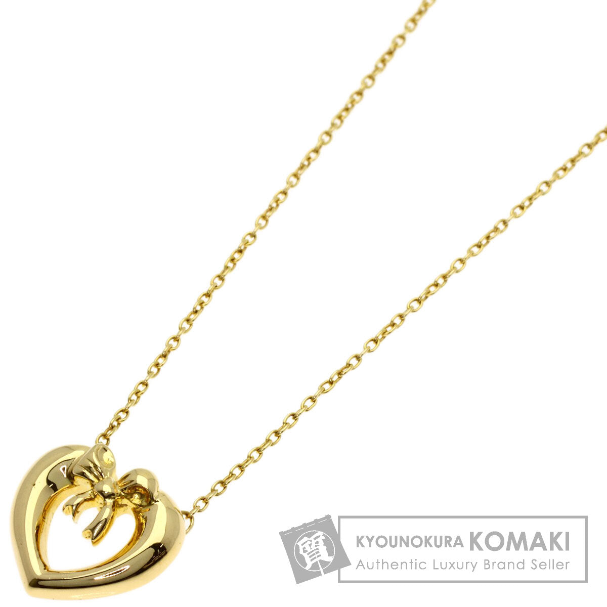 TIFFANY&Co. Heart with bow Necklace K18 Yellow Gold Ladies [Used]