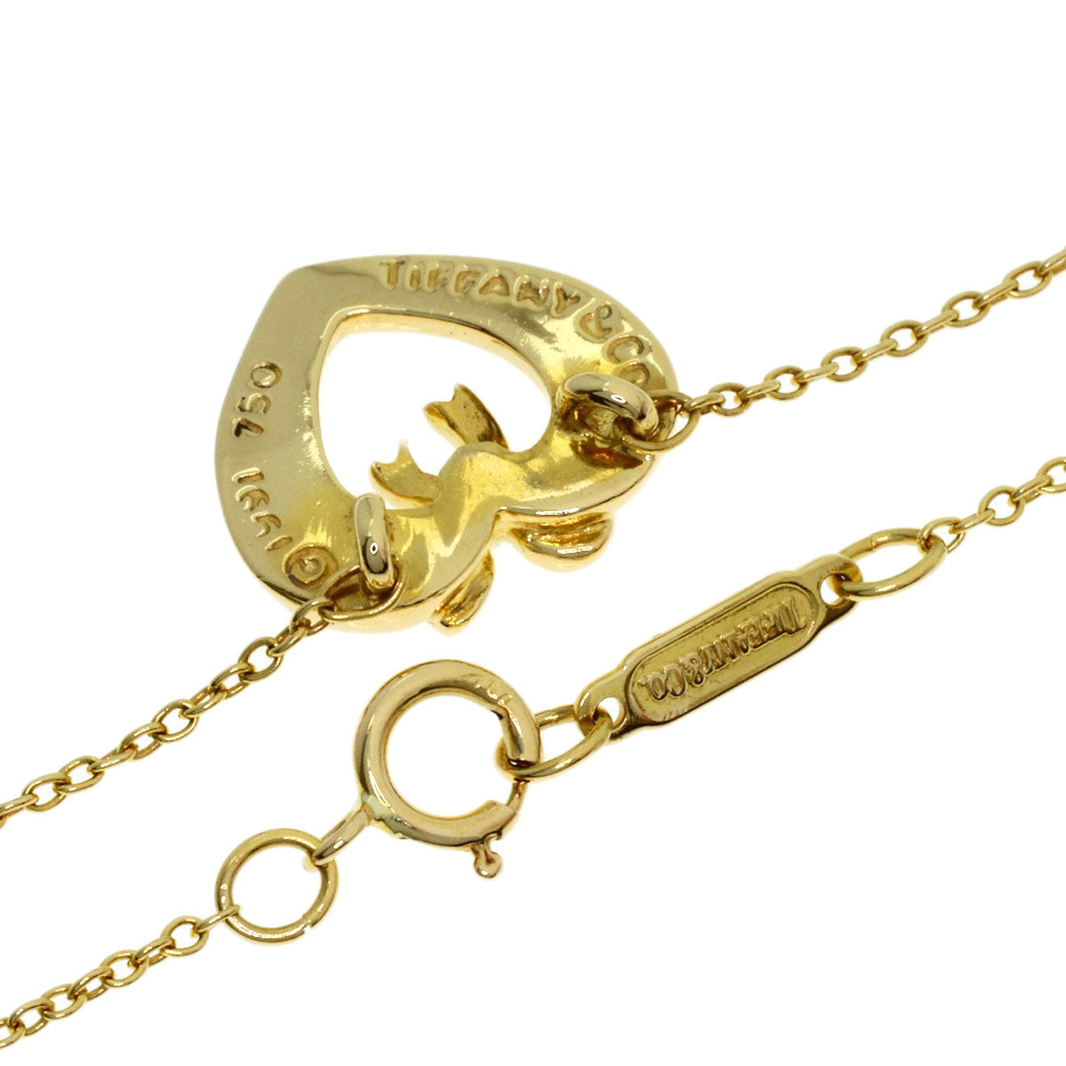 TIFFANY&Co. Heart with bow Necklace K18 Yellow Gold Ladies [Used]