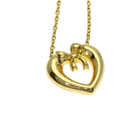 TIFFANY&Co. Heart with bow Necklace K18 Yellow Gold Ladies [Used]