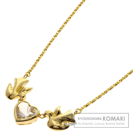 YVES SAINT LAURENT Heart Bird Color Stone Necklace K18 Yellow Gold Ladies [Used]