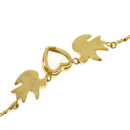 YVES SAINT LAURENT Heart Bird Color Stone Necklace K18 Yellow Gold Ladies [Used]