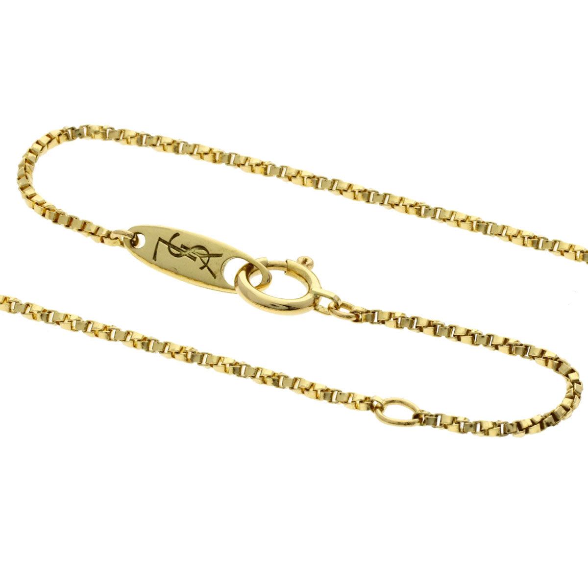 YVES SAINT LAURENT Heart Bird Color Stone Necklace K18 Yellow Gold Ladies [Used]