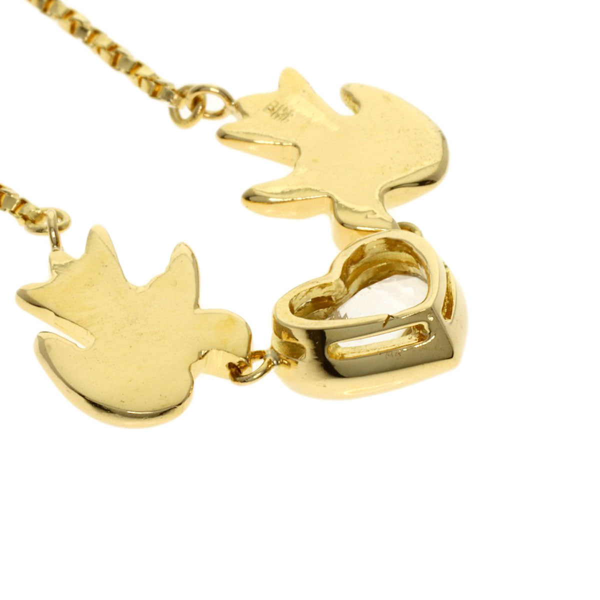 YVES SAINT LAURENT Heart Bird Color Stone Necklace K18 Yellow Gold Ladies [Used]