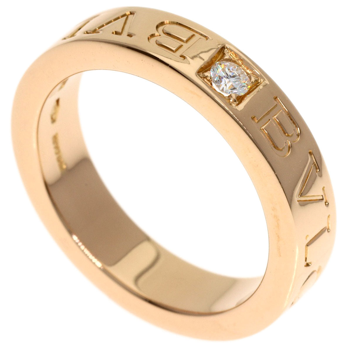 BVLGARI Double logo 1P Diamond Ring K18 Pink Gold Ladies [Used]