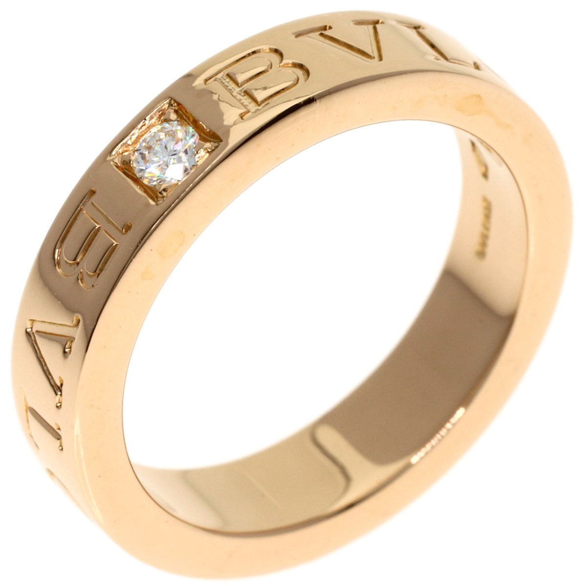 BVLGARI Double logo 1P Diamond Ring K18 Pink Gold Ladies [Used]