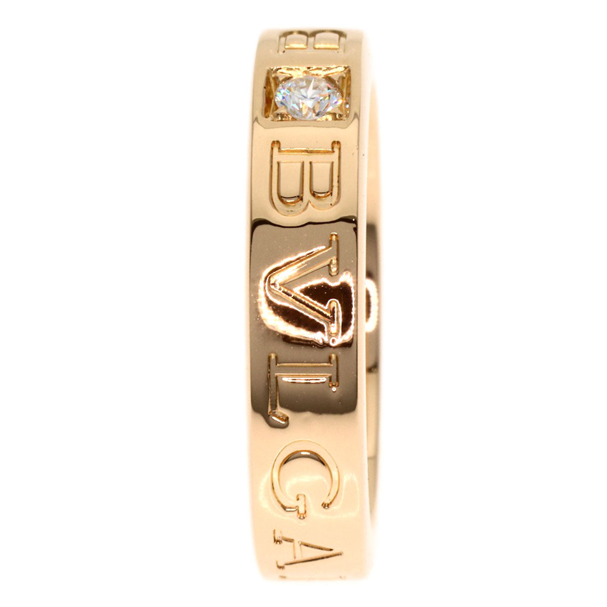 BVLGARI Double logo 1P Diamond Ring K18 Pink Gold Ladies [Used]