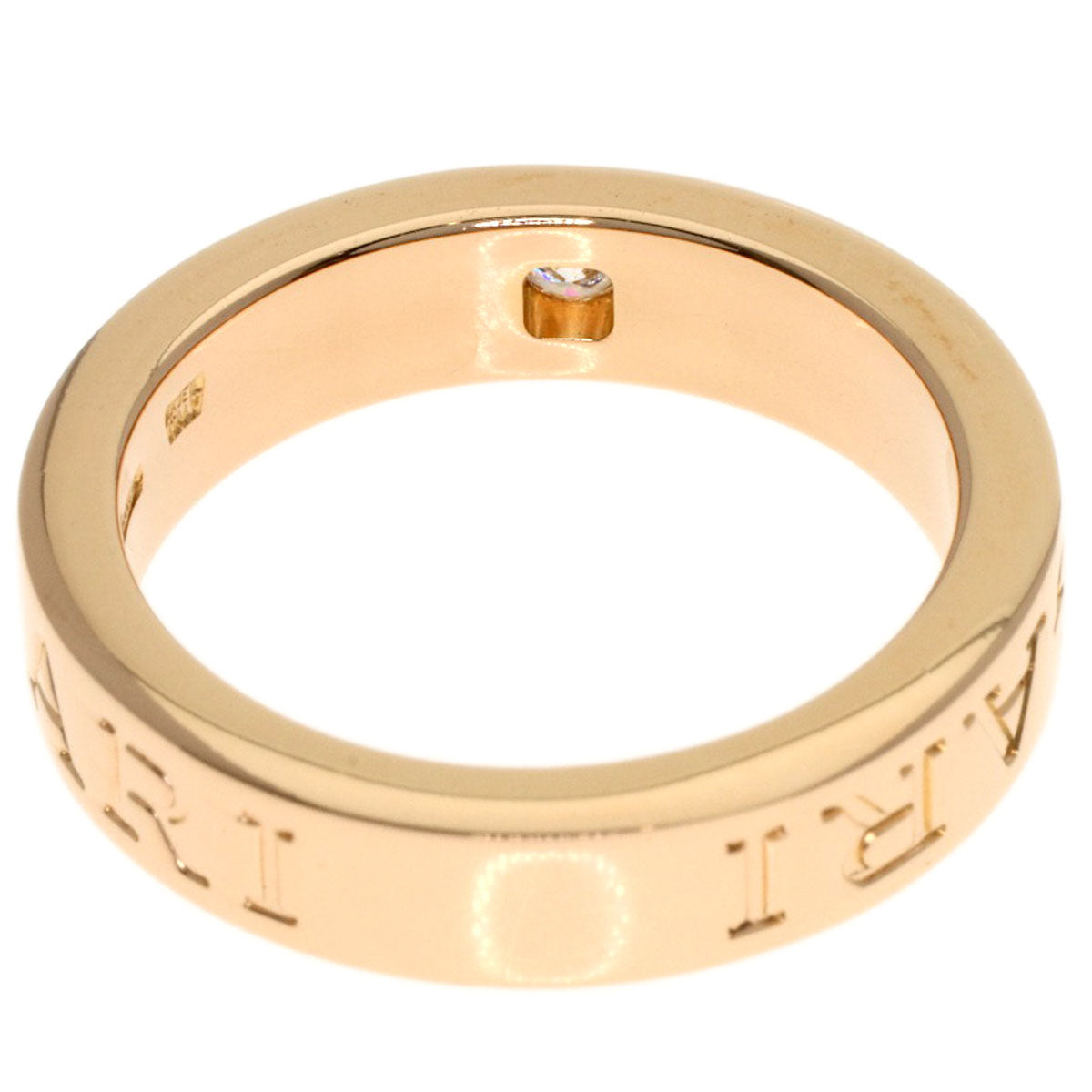 BVLGARI Double logo 1P Diamond Ring K18 Pink Gold Ladies [Used]