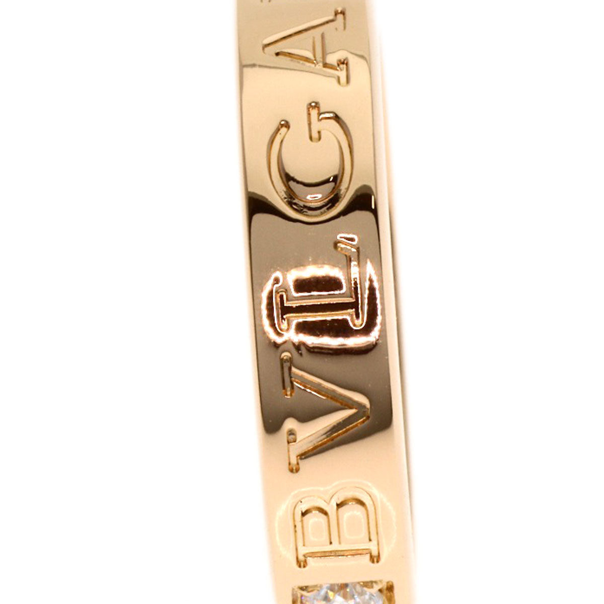 BVLGARI Double logo 1P Diamond Ring K18 Pink Gold Ladies [Used]