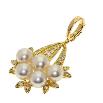 MIKIMOTO Pearl Pearl Diamond Pendant top K18 Yellow Gold Ladies [Used]