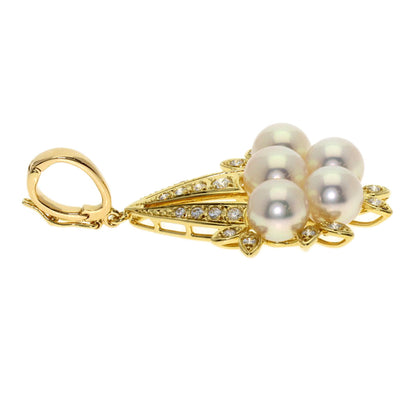 MIKIMOTO Pearl Pearl Diamond Pendant top K18 Yellow Gold Ladies [Used]