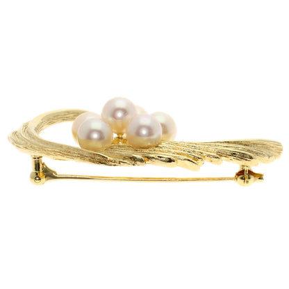 MIKIMOTO Pearl Pearl Brooch K14 Yellow Gold Ladies [Used]