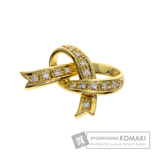MIKIMOTO Ribbon Diamond Pendant top K18 Yellow Gold Ladies [Used]