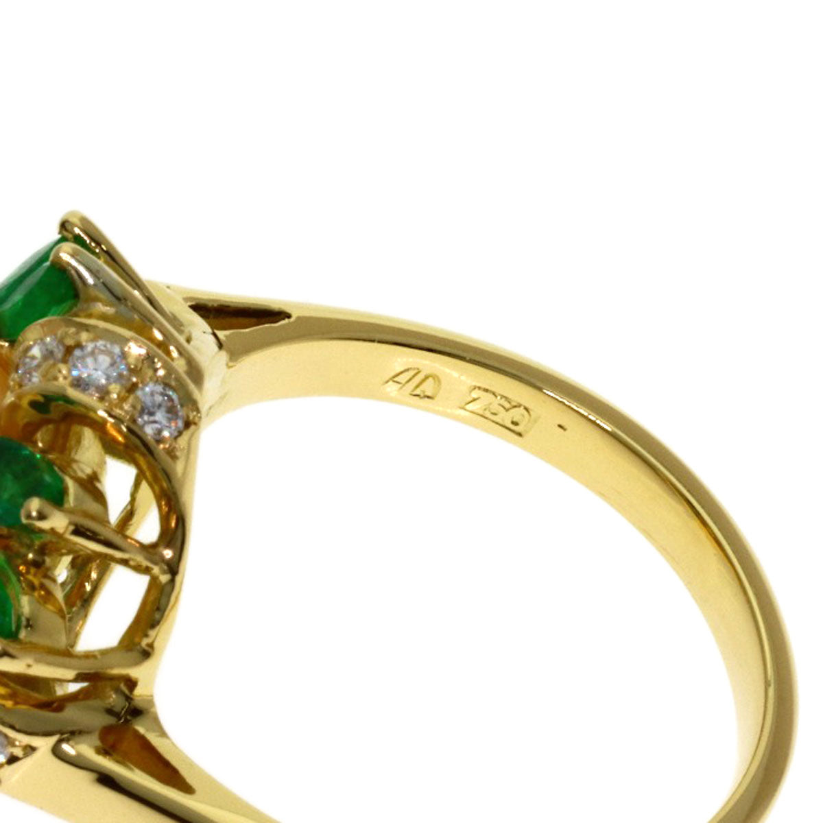 Aquascutum Pearl Pearl Emerald Diamond Ring K18 Yellow Gold Ladies [Used]