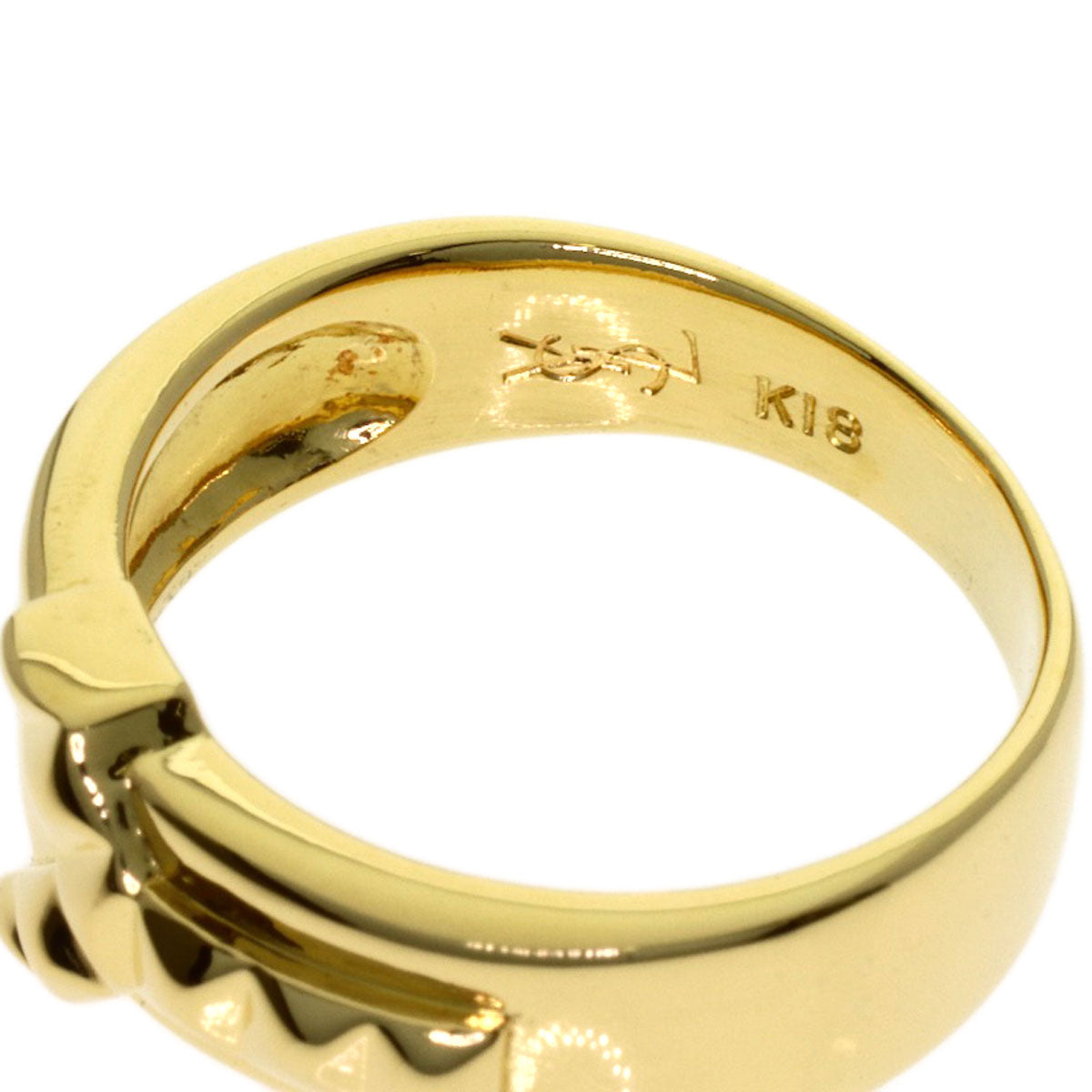 YVES SAINT LAURENT Y motif Ring K18 Yellow Gold Ladies [Used]